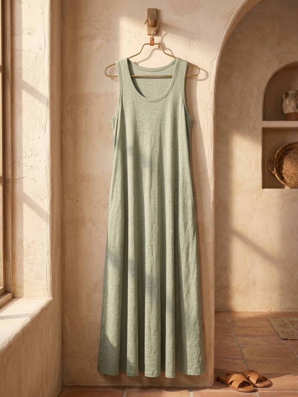 Soft Surroundings Santiago Maxi Tank Dress Olive Green XL